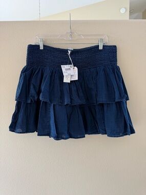 American Eagle Outfitters Navy Tiered Smocked Mini Skirt Size 16L NEW